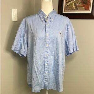 Ralph Lauren Chambray Oxford Short Sleeve XXL Blue Preppy Classic Button Down